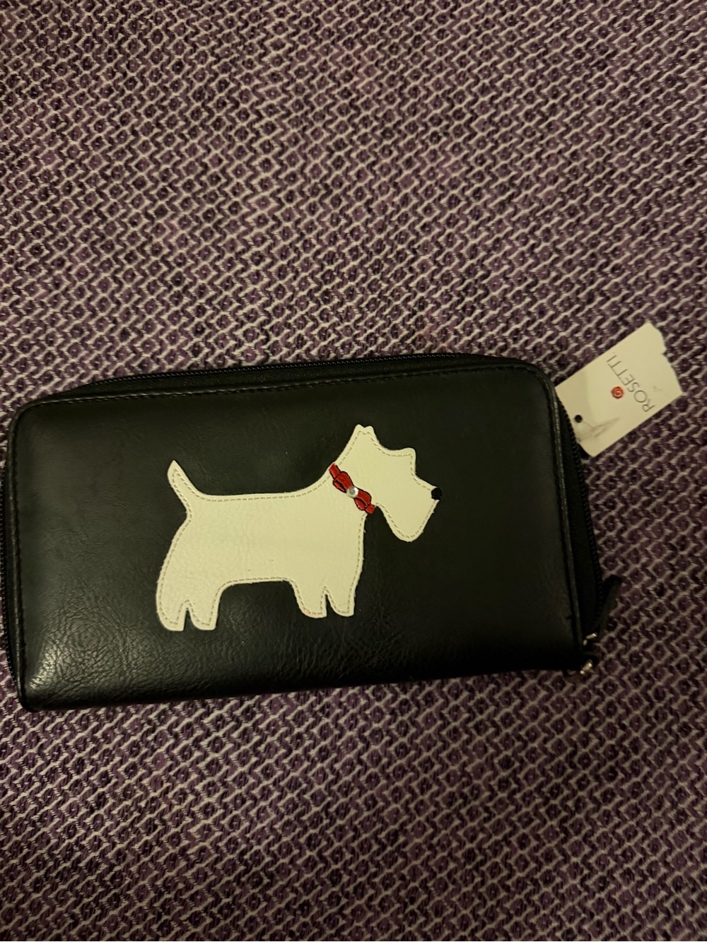 Rosetti Leather Black Dog Wallet with White Scottie Accent